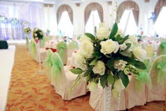 White roses in wedding