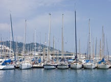 White Sailboats On Blue Water In Marina Stock Image White Sailboats On Blue Water In Marina Stock Image