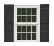 White Window With Black Shutters Isolated Royalty Free Stock Images