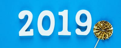 White wooden Numbers 2019 on blue background. creative Christmas and New year background, decoration stock photos White wooden Numbers 2019 on blue background. creative Christmas and New year background, decoration stock photos