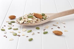 Wholegrain Muesli Spoon Background royalty free stock image Wholegrain Muesli Spoon Background royalty free stock image