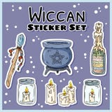 Wiccan majchery ustawiaj?cy Kolekcja gu?larstwo etykietki Czarownica symbole: kocio?, r royalty ilustracja Wiccan majchery ustawiaj?cy Kolekcja gu?larstwo etykietki Czarownica symbole: kocio?, r royalty ilustracja