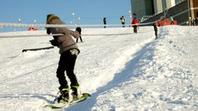 Wideo śnieżni narciarscy skłony, dźwignięcie linie i dolina park w Wasatch, Słoneczny dzień z rodzinami na nartach i snowboards Wideo śnieżni narciarscy skłony, dźwignięcie linie i dolina park w Wasatch, Słoneczny dzień z rodzinami na nartach i snowboards