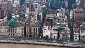 Widok historyczna architektura Bund, stawia czo?o Huangpu rzek?, Szanghaj, Chiny zdjęcie wideo Widok historyczna architektura Bund, stawia czo?o Huangpu rzek?, Szanghaj, Chiny zdjęcie wideo