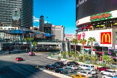 Widok Las Vegas ruch drogowy i pasek obraz royalty free Widok Las Vegas ruch drogowy i pasek obraz royalty free