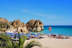 Widok Praia da Rocha plaża, Portimao obrazy royalty free Widok Praia da Rocha plaża, Portimao obrazy royalty free