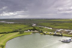 Widok rzeka i Somerset poziomy blisko Weston Super klacza zdjęcie stock Widok rzeka i Somerset poziomy blisko Weston Super klacza zdjęcie stock