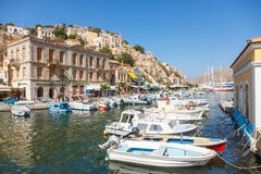 Widok Symi wyspa, Dodecanese, Grecja Obraz Stock