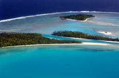 Widok z lotu ptaka Aitutaki laguny Kucbarskie wyspy obrazy royalty free Widok z lotu ptaka Aitutaki laguny Kucbarskie wyspy obrazy royalty free