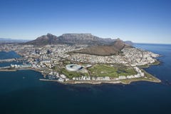 Widok z lotu ptaka Capetown stołu góra Południowa Afryka fotografia stock Widok z lotu ptaka Capetown stołu góra Południowa Afryka fotografia stock