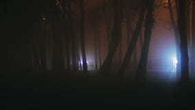 Wieczór miasto w gęstej mgle, niekorzystni warunek pogodowy zbiory wideo Wieczór miasto w gęstej mgle, niekorzystni warunek pogodowy zbiory wideo