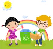 Wiederverwertung des Jungen und des Mädchens lizenzfreie abbildung Wiederverwertung des Jungen und des Mädchens lizenzfreie abbildung