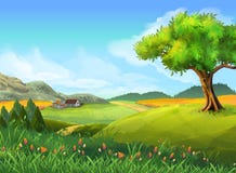Wiejski krajobraz, natura, lato ilustracji Wiejski krajobraz, natura, lato ilustracji