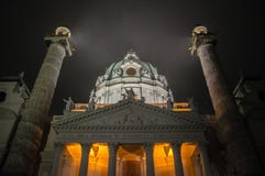 Wien Karlskirche by night stock photo Wien Karlskirche by night stock photo