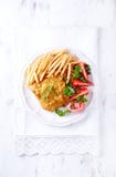 Wiener Schnitzel with French Fires and Tomatoes royalty free stock photos Wiener Schnitzel with French Fires and Tomatoes royalty free stock photos