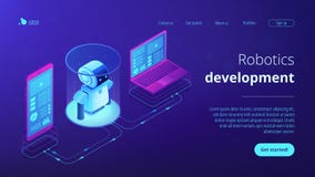 WiFi controlled robotics isometric3D landing page. vector illustration WiFi controlled robotics isometric3D landing page. vector illustration
