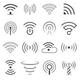 WiFi Logo Vector Elements. Wireless technology concept signs in line style Stock Image WiFi Logo Vector Elements. Wireless technology concept signs in line style Stock Image