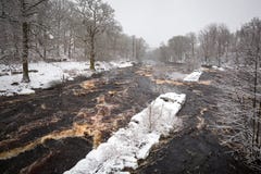 Wild Morrum river in snowy winter royalty free stock images Wild Morrum river in snowy winter royalty free stock images