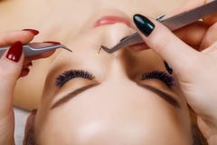 Wimper-Erweiterungs-Verfahren Frauen-Auge mit den langen blauen Wimpern Ombre-Effekt Schlie?en Sie oben, selektiver Fokus lizenzfreies stockbild Wimper-Erweiterungs-Verfahren Frauen-Auge mit den langen blauen Wimpern Ombre-Effekt Schlie?en Sie oben, selektiver Fokus lizenzfreies stockbild
