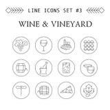 Wina i winnicy kreskowe ikony ilustracja wektor Wina i winnicy kreskowe ikony ilustracja wektor
