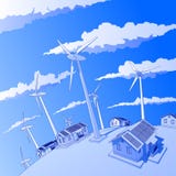 Wind Generators & Houses Stock Photography