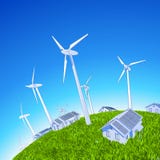 Wind Generators & Houses Stock Photography