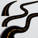 Winding curved road or highway with markings. Direction, transportation set. Vector illustration royalty free illustration Winding curved road or highway with markings. Direction, transportation set. Vector illustration royalty free illustration