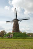Windmill (back) In Dutch Landscape With Clouds Stock Photo