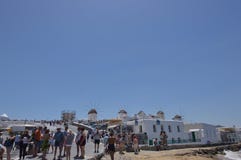 Windmolens in Chora-Eiland Mykonos Arte History Architecture royalty-vrije stock foto Windmolens in Chora-Eiland Mykonos Arte History Architecture royalty-vrije stock foto