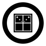 Window overlooking the night stars icon black color in round circle stock illustration Window overlooking the night stars icon black color in round circle stock illustration