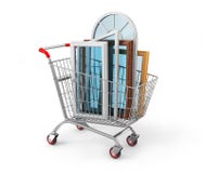 The windows in the shopping cart. stock illustration The windows in the shopping cart. stock illustration