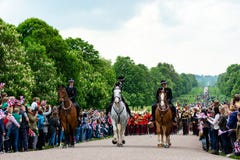 Windsor, het UK - 18 Mei 2019: De Huishoudencavalerie merkt hun vertrek van Comberme-Barakken royalty-vrije stock foto's Windsor, het UK - 18 Mei 2019: De Huishoudencavalerie merkt hun vertrek van Comberme-Barakken royalty-vrije stock foto's