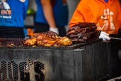 2019-06-01 Windsor, Ontario Canada Ribfest Food Festival Ribs Chicken Pulled Pork Barbecue Grill Cooking Boss Hog`s