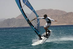 Windsurfer In Dahab. Extreme. Stock Photos