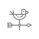 Windwijzerhaan, het pictogram van de weerhaanlijn stock illustratie Windwijzerhaan, het pictogram van de weerhaanlijn stock illustratie