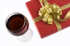 Wine And Gift Box Royalty Free Stock Images