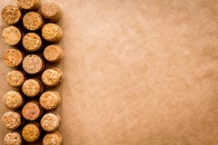 Wine bottle corks pattern on craft paper background top view copyspace. New Year celebration concept Stock Photography Wine bottle corks pattern on craft paper background top view copyspace. New Year celebration concept Stock Photography