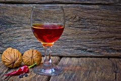 Wine Glass Of Brandy In Oak Background Stock Image Wine Glass Of Brandy In Oak Background Stock Image
