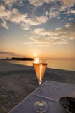 Wine glass on a tropical beach Royalty Free Stock Images Wine glass on a tropical beach Royalty Free Stock Images
