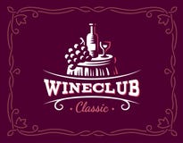Wine and grapes logo - vector illustration, emblem stock illustration Wine and grapes logo - vector illustration, emblem stock illustration