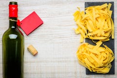 Wine and Tagliatelle Pasta Copy Space stock image Wine and Tagliatelle Pasta Copy Space stock image