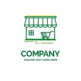 winkel, opslag, markt, de bouw, het winkelen Vlak Bedrijfsembleem templ stock illustratie winkel, opslag, markt, de bouw, het winkelen Vlak Bedrijfsembleem templ stock illustratie