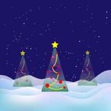 Winter Christmas landscape. Snowy night, Xmas tree vector illustration Winter Christmas landscape. Snowy night, Xmas tree vector illustration