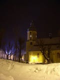 Winter church in night