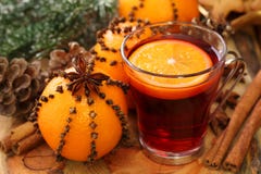 Winter drink with oranges