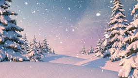 Winter Forest, Christmas Background. Beautiful 3d animation, seamless looping, 4K