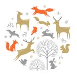 Winter forest design elements Stock Photo Winter forest design elements Stock Photo