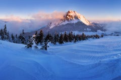 Winter High Tatras Mountain Range Panorama With Many Peaks And Clear Sky. Sunny Day On Top Of Snowy Mountains. Royalty Free Stock Photos