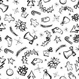 Winter holidays seamless pattern with hand drawn marker scrible elements. Stock Photos Winter holidays seamless pattern with hand drawn marker scrible elements. Stock Photos