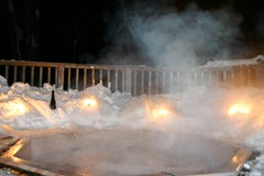 Winter Hot Tub At Night Royalty Free Stock Photo